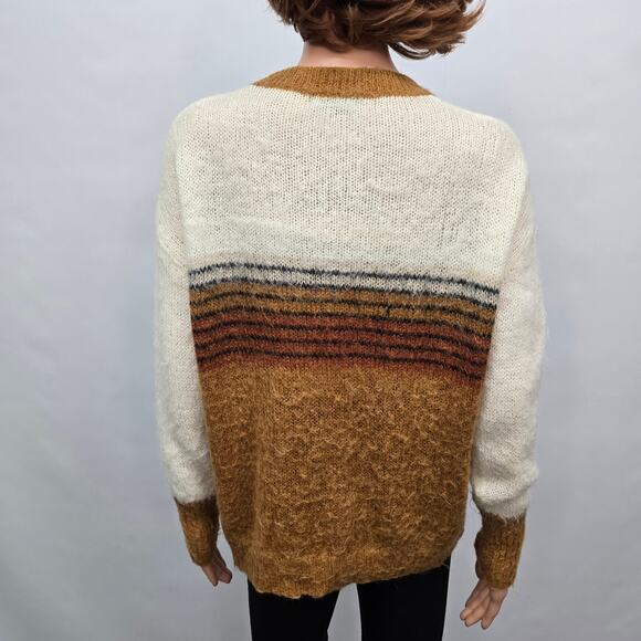 FRNCH Paris Sweater Mohair Blend Women M/ L Colorblock Ombre Stripe Crewneck - Picture 8 of 12